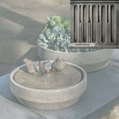 Alpine Stone Patina for the Campania International Beveled Songbird Fountain, a medium gray with a bit of green to define the details.
