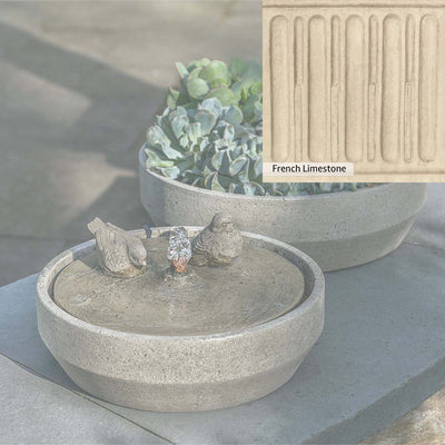 French Limestone Patina for the Campania International Beveled Songbird Fountain, old-world creamy white with ivory undertones.