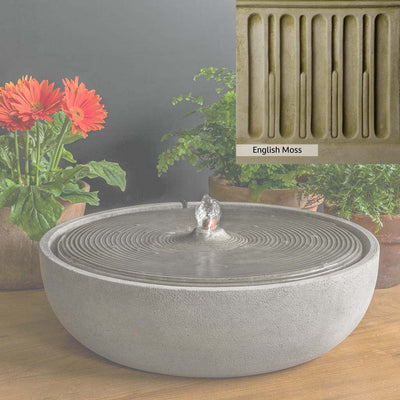 English Moss Patina for the Campania International Ripple Large Fountain, green blended into a soft pallet with a light undertone of gray.