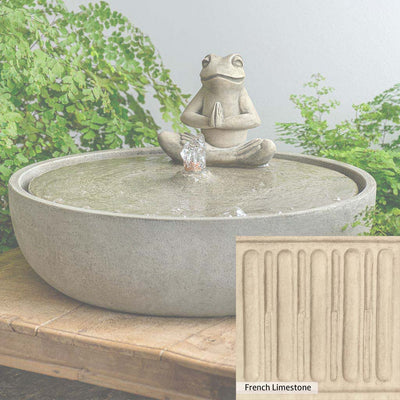 French Limestone Patina for the Campania International Yoga Frog Fountain, old-world creamy white with ivory undertones.