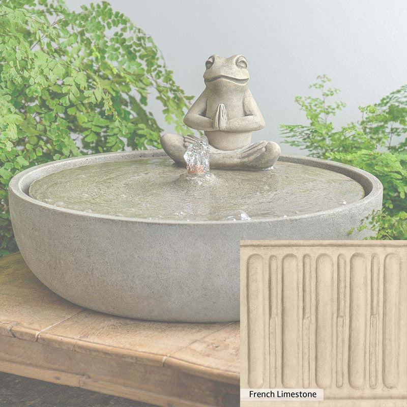 French Limestone Patina for the Campania International Yoga Frog Fountain, old-world creamy white with ivory undertones.