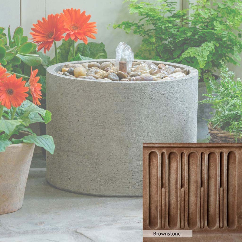 Brownstone Patina for the Campania International Salinas Low Pebble Fountain, brown blended with hints of red and yellow, works well in the garden.