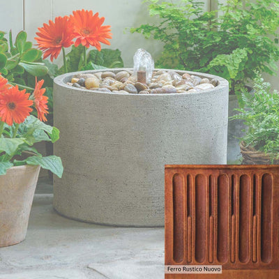 Ferro Rustico Nuovo Patina for the Campania International Salinas Low Pebble Fountain, red and orange blended in this striking color for the garden.