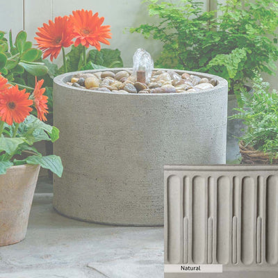 Natural Patina for the Campania International Salinas Low Pebble Fountain is unstained cast stone the brightest and whitest that ages over time.