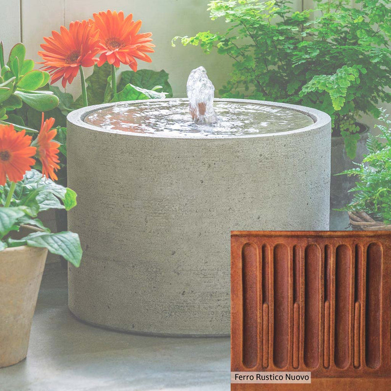 Ferro Rustico Nuovo Patina for the Campania International Salinas Low Fountain, red and orange blended in this striking color for the garden.