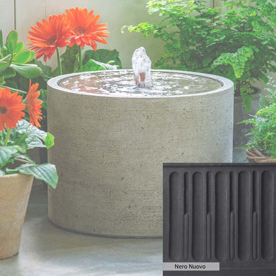 Nero Nuovo Patina for the Campania International Salinas Low Fountain, bold dramatic black patina for the garden.