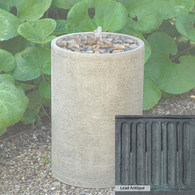 Lead Antique Patina for the Campania International Salinas Pebble Tall Fountain, deep blues and greens blended with grays for an old-world garden.