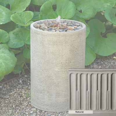 Natural Patina for the Campania International Salinas Pebble Tall Fountain is unstained cast stone the brightest and whitest that ages over time.