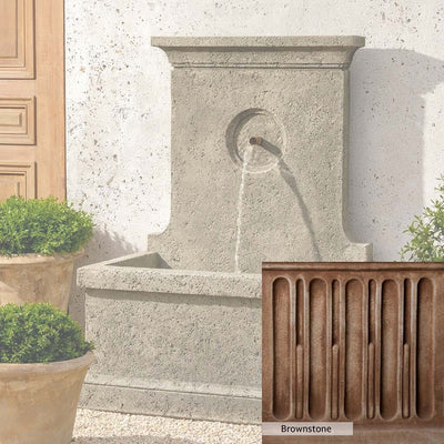 Brownstone Patina for the Campania International Arles Fountain, brown blended with hints of red and yellow, works well in the garden.