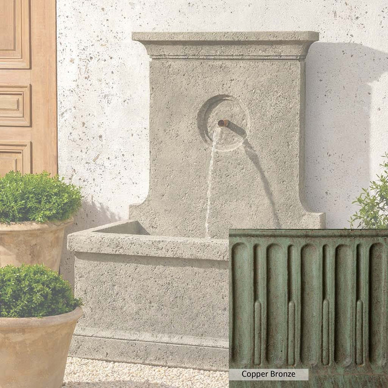 Copper Bronze Patina for the Campania International Arles Fountain, blues and greens blended into the look of aged copper.