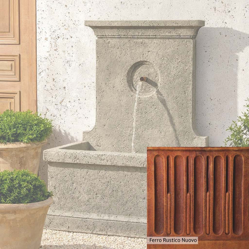 Ferro Rustico Nuovo Patina for the Campania International Arles Fountain, red and orange blended in this striking color for the garden.