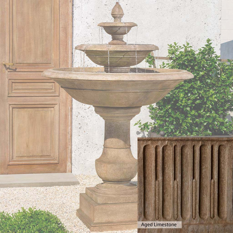 Aged Limestone Patina for the Campania International Savannah Fountain, brown, orange, and green for an old stone look.