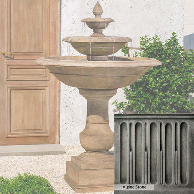 Alpine Stone Patina for the Campania International Savannah Fountain, a medium gray with a bit of green to define the details.
