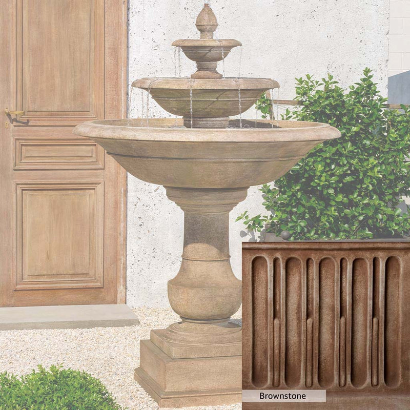 Brownstone Patina for the Campania International Savannah Fountain, brown blended with hints of red and yellow, works well in the garden.