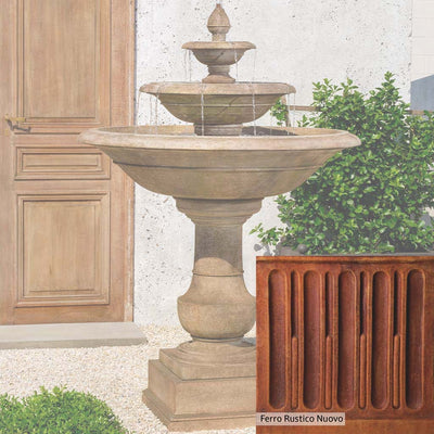Ferro Rustico Nuovo Patina for the Campania International Savannah Fountain, red and orange blended in this striking color for the garden.