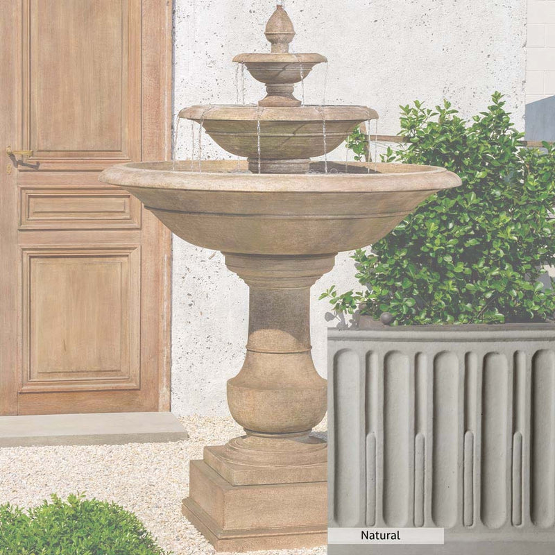 Natural Patina for the Campania International Savannah Fountain is unstained cast stone the brightest and whitest that ages over time.