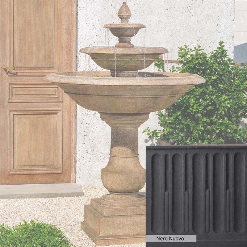 Nero Nuovo Patina for the Campania International Savannah Fountain, bold dramatic black patina for the garden.