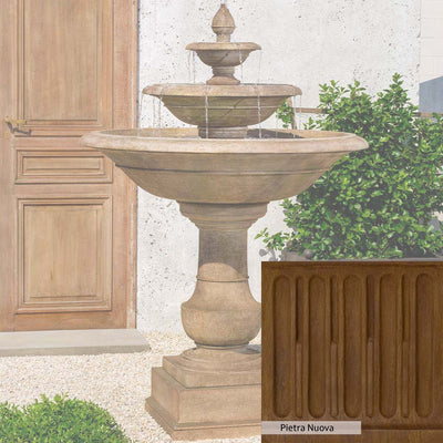 Pietra Nuova Patina for the Campania International Savannah Fountain, a rich brown blended with black and orange.