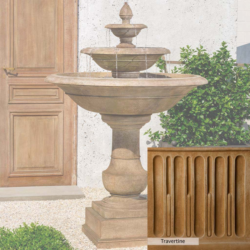 Travertine Patina for the Campania International Savannah Fountain, soft yellows, oranges, and brown for an old-word garden.