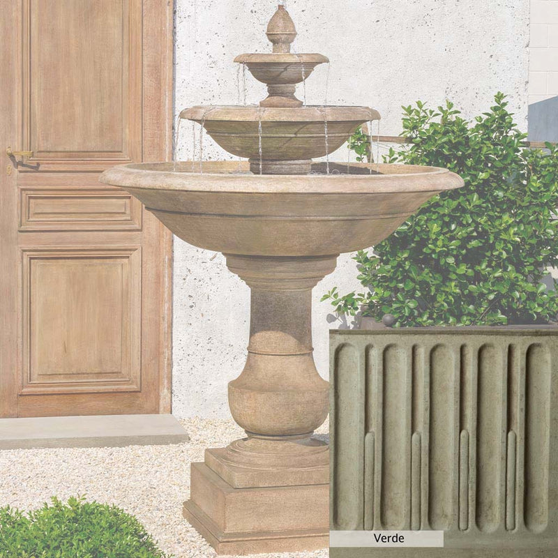 Verde Patina for the Campania International Savannah Fountain, green and gray come together in a soft tone blended into a soft green.