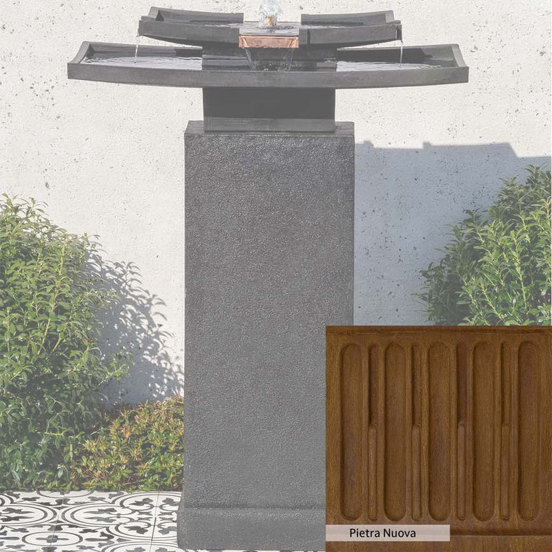 Pietra Nuova Patina for the Campania International Katsura Fountain with Pedestal, a rich brown blended with black and orange.