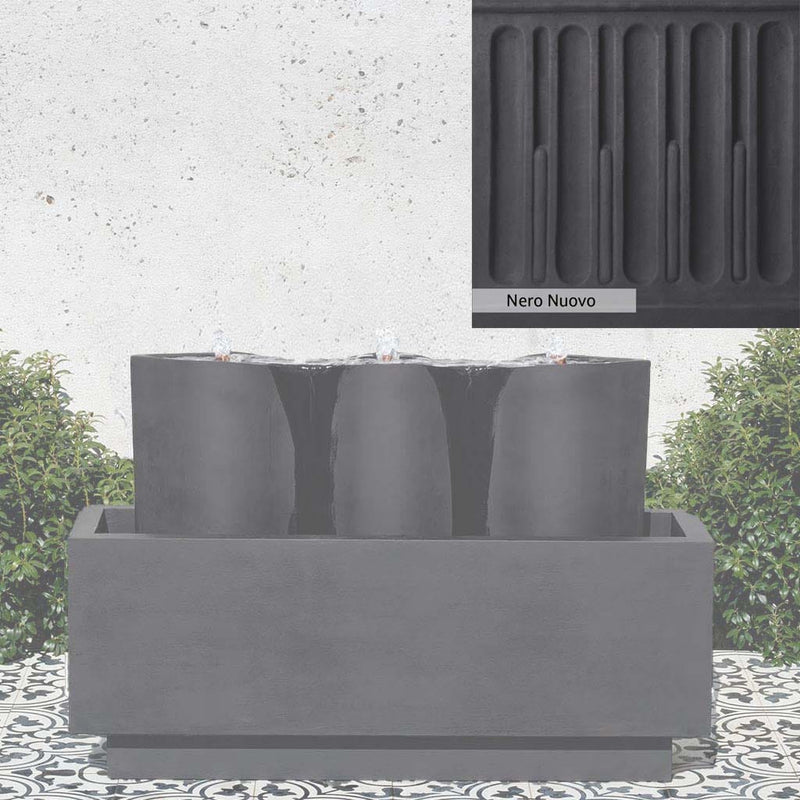 Nero Nuovo Patina for the Campania International Samba Fountain, bold dramatic black patina for the garden.