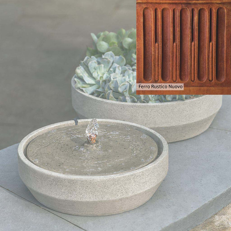 Ferro Rustico Nuovo Patina for the Campania International Beveled Yuma Fountain, red and orange blended in this striking color for the garden.