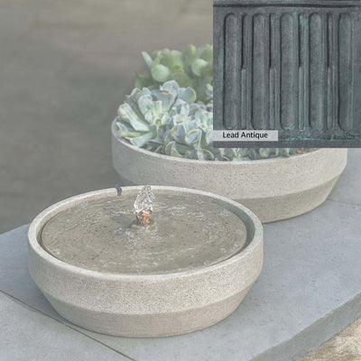Lead Antique Patina for the Campania International Beveled Yuma Fountain, deep blues and greens blended with grays for an old-world garden.