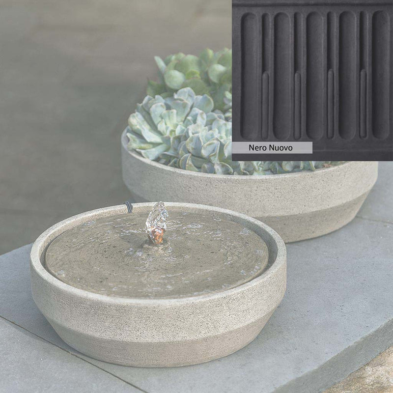 Nero Nuovo Patina for the Campania International Beveled Yuma Fountain, bold dramatic black patina for the garden.