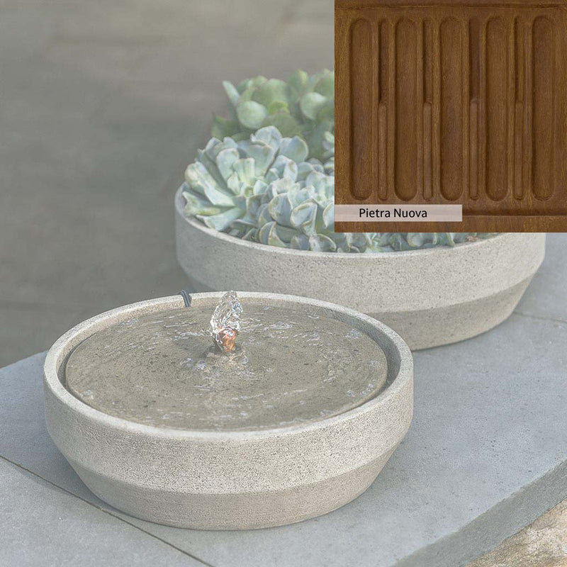 Pietra Nuova Patina for the Campania International Beveled Yuma Fountain, a rich brown blended with black and orange.