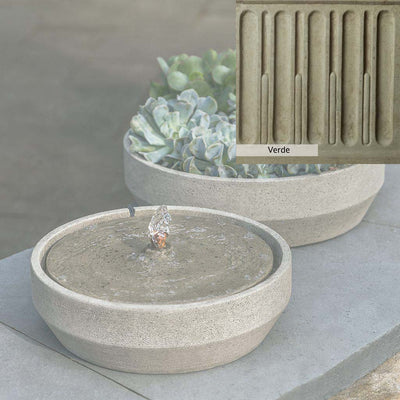 Verde Patina for the Campania International Beveled Yuma Fountain, green and gray come together in a soft tone blended into a soft green.
