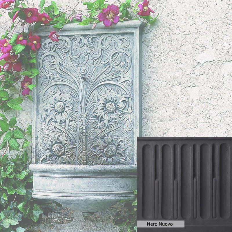 Nero Nuovo Patina for the Campania International Sussex Wall Fountain, bold dramatic black patina for the garden.