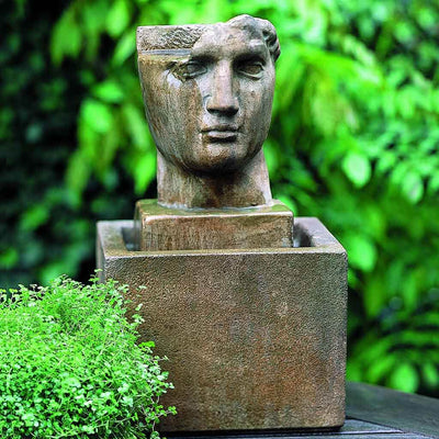 Campania International Cara Classica Fountain is made of cast stone by Campania International and shown in the Aged Limestone Patina