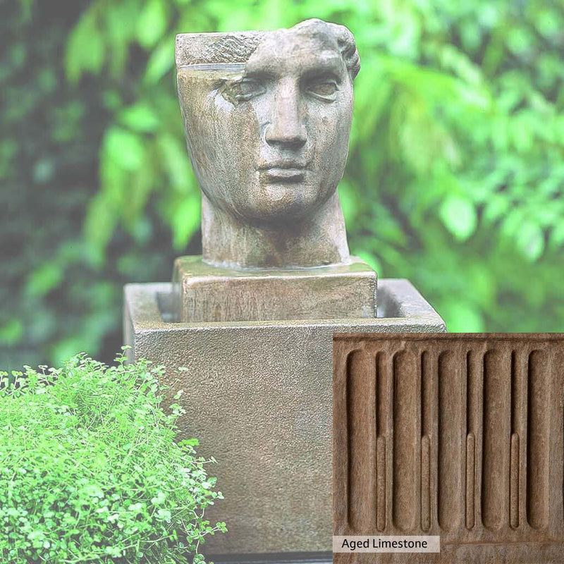 Aged Limestone Patina for the Campania International Cara Classica Fountain, brown, orange, and green for an old stone look.