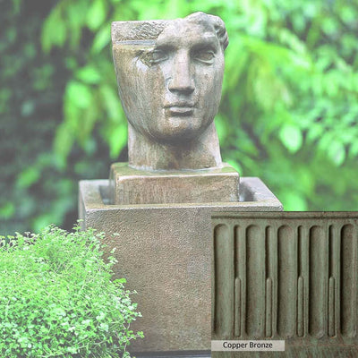 Copper Bronze Patina for the Campania International Cara Classica Fountain, blues and greens blended into the look of aged copper.
