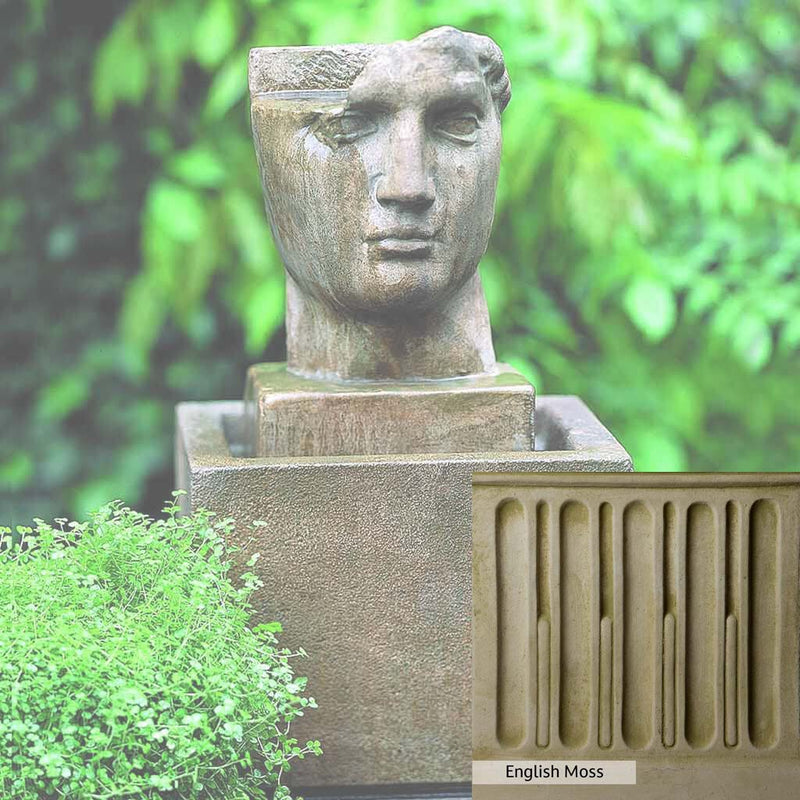 English Moss Patina for the Campania International Cara Classica Fountain, green blended into a soft pallet with a light undertone of gray.