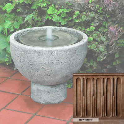 Brownstone Patina for the Campania International Rustica Pot Fountain, brown blended with hints of red and yellow, works well in the garden.