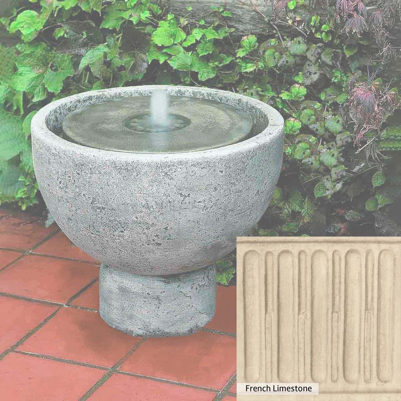 French Limestone Patina for the Campania International Rustica Pot Fountain, old-world creamy white with ivory undertones.