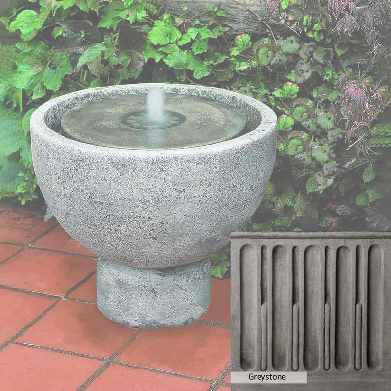 Greystone Patina for the Campania International Rustica Pot Fountain, a classic gray, soft, and muted, blends nicely in the garden.