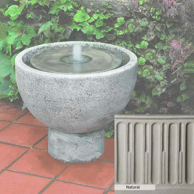 Natural Patina for the Campania International Rustica Pot Fountain is unstained cast stone the brightest and whitest that ages over time.