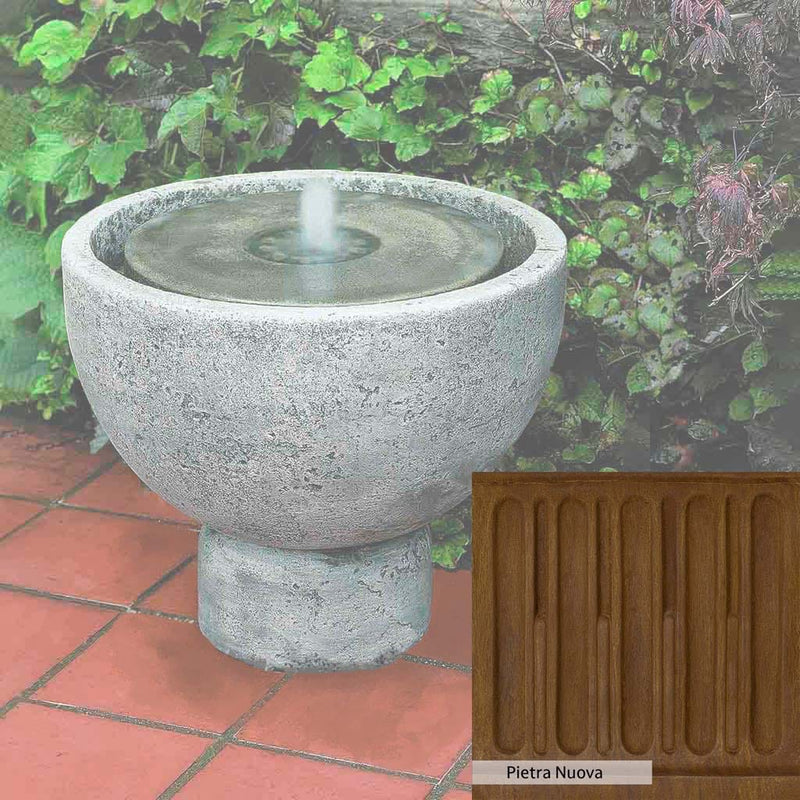 Pietra Nuova Patina for the Campania International Rustica Pot Fountain, a rich brown blended with black and orange.