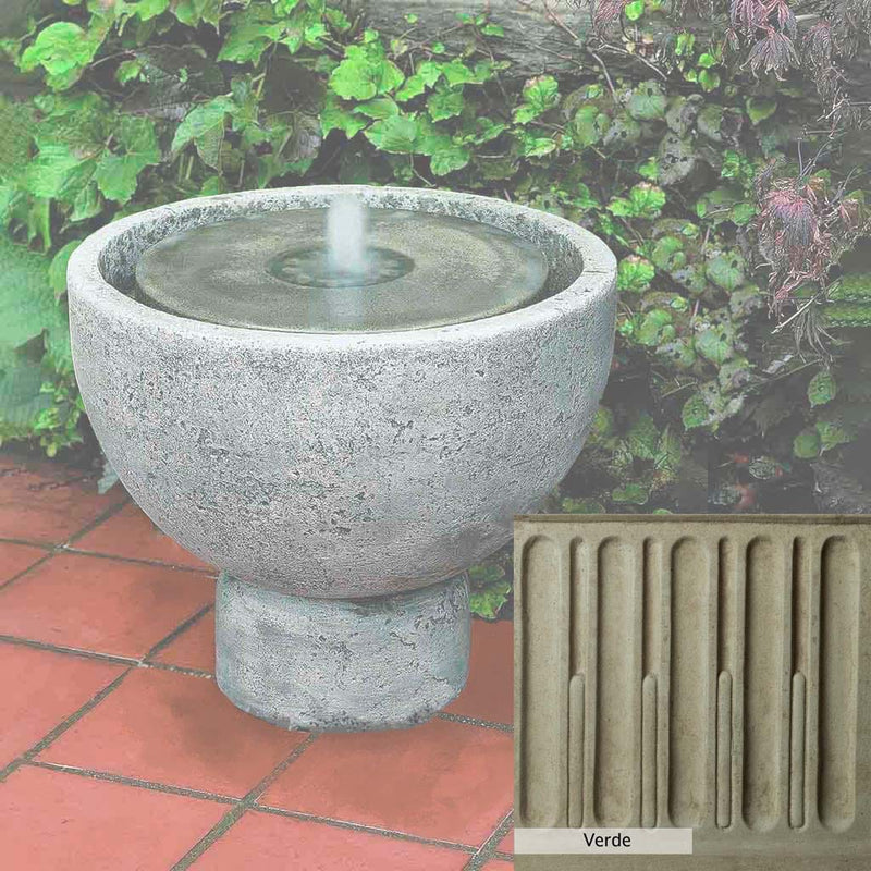 Verde Patina for the Campania International Rustica Pot Fountain, green and gray come together in a soft tone blended into a soft green.