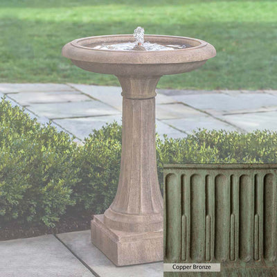 Copper Bronze Patina for the Campania International Longmeadow Fountain, blues and greens blended into the look of aged copper.