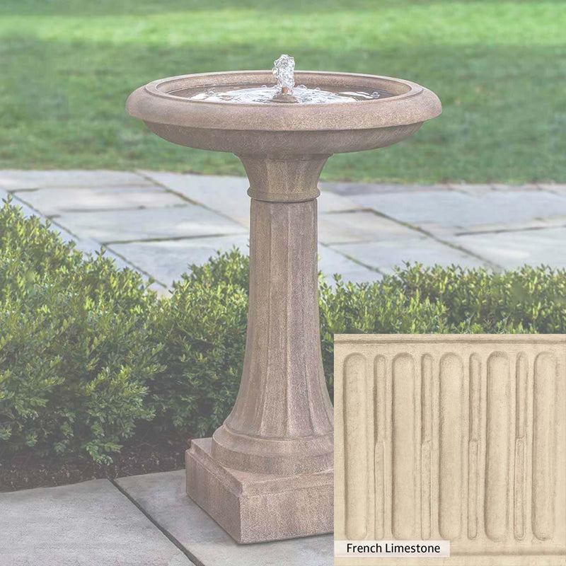 French Limestone Patina for the Campania International Longmeadow Fountain, old-world creamy white with ivory undertones.
