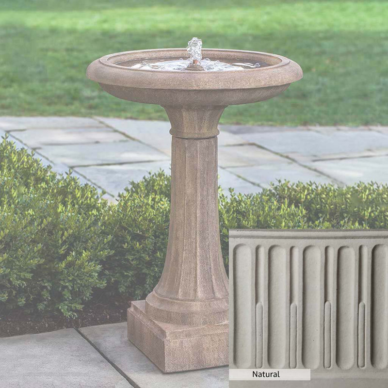Natural Patina for the Campania International Longmeadow Fountain is unstained cast stone the brightest and whitest that ages over time.