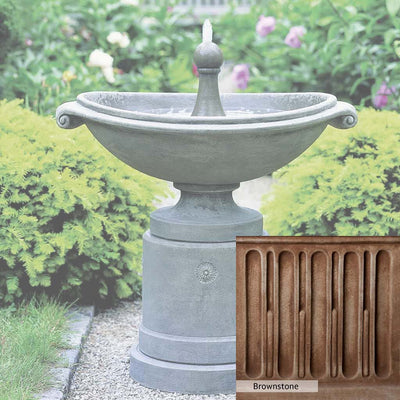 Brownstone Patina for the Campania International Medici Ellipse Fountain, brown blended with hints of red and yellow, works well in the garden.