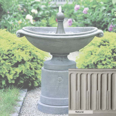 Natural Patina for the Campania International Medici Ellipse Fountain is unstained cast stone the brightest and whitest that ages over time.