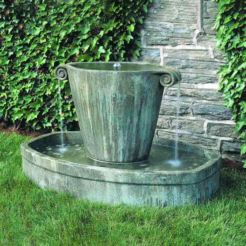 Campania International Anfora Fountain is made of cast stone by Campania International and shown in the Copper Bronze Patina