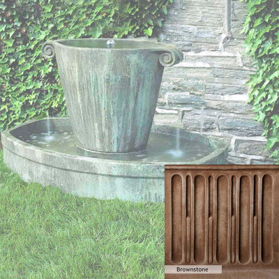 Brownstone Patina for the Campania International Anfora Fountain, brown blended with hints of red and yellow, works well in the garden.