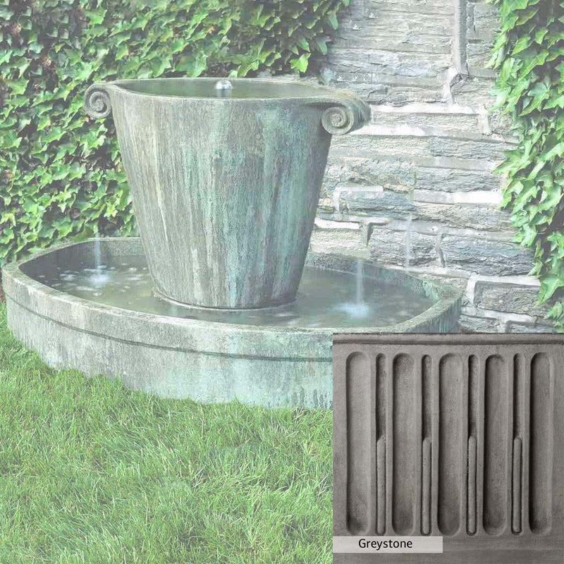 Greystone Patina for the Campania International Anfora Fountain, a classic gray, soft, and muted, blends nicely in the garden.